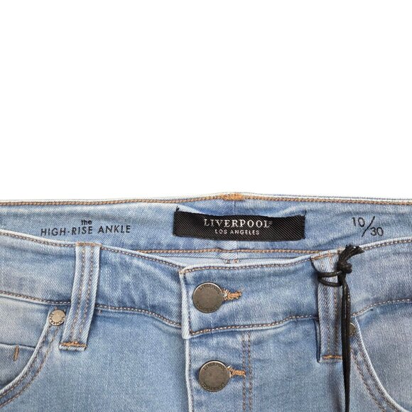Liverpool High Rise Ankle Jeans Womens 10 Fray Hem High Rise Button Fly - Picture 4 of 12